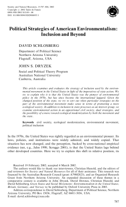 Political Strategies of American Environmentalism: Inclusion and