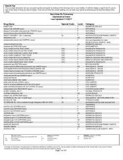 Special Code Category Drug Name Alphabetical Index Last