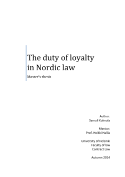 The duty of loyalty in Nordic law