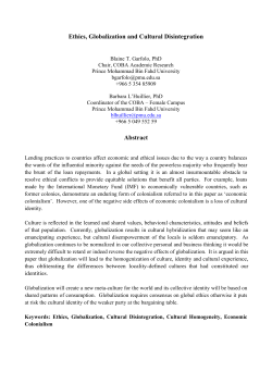 Ethics, Globalization and Cultural Disintegration