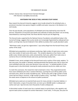 FOR IMMEDIATE RELEASE Contact: Clarisse Hart, Harvard Forest