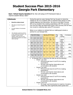 Georgia Park Student Success Plan 2015