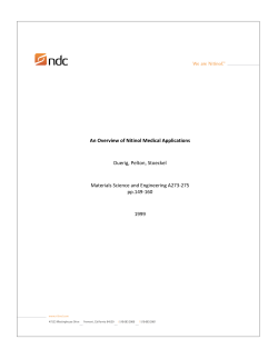 An Overview of Nitinol Medical Applications Duerig, Pelton, Stoeckel