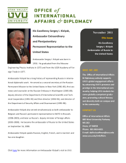 November 2011 this issue His Excellency Sergey I. Kislyak
