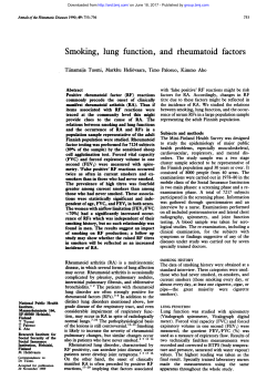 Smoking, lung function, and rheumatoid factors