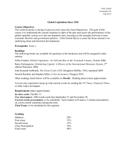 Global Capitalism Since 1920 Course Objectives The world