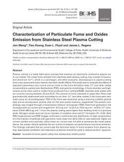 Characterization of Particulate Fume and Oxides