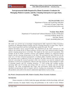 Entrepreneurial Skills Required by Home Economics Graduates for