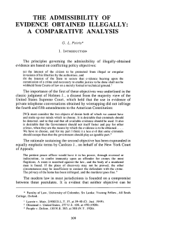 Admissibility of Evidence Obtained Illegally: A Comparative Analysis