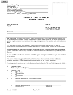 Petition For Post Conviction Relief