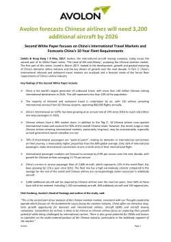 Avolon forecasts Chinese airlines will need 3,200 additional aircraft