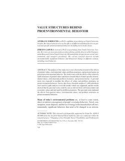 VALUE STRUCTURES BEHIND PROENVIRONMENTAL BEHAVIOR