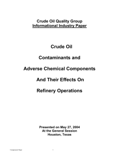 Crude Oil Contaminants and Adverse Chemical Components And