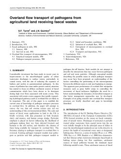 Overland flow transport of pathogens from agricultural land receiving