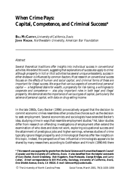 When Crime Pays - Sociology, UC Davis
