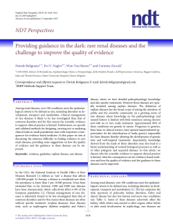 rare renal diseases and the challenge to improve the quality of