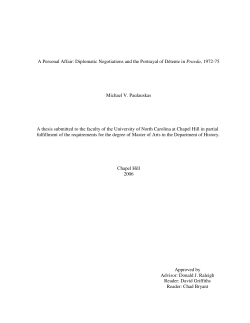 A Personal Affair: Diplomatic Negotiations and the Portrayal of