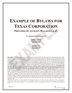 Texas Corporation Bylaws - UTSA College of Business