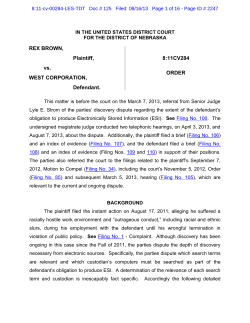 REX BROWN, Plaintiff, vs. WEST CORPORATION, Defendant. 8