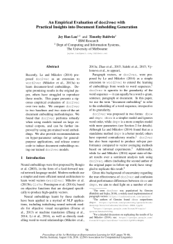 An Empirical Evaluation of doc2vec with Practical Insights into