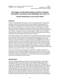 The legacy of US intervention and the Tunisian revolution: promises