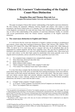 Chinese ESL Learners` Understanding of the English Count
