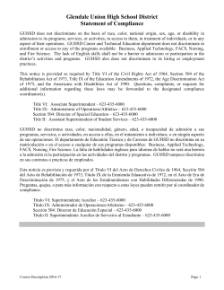 Glendale Union High School District Statement of Compliance