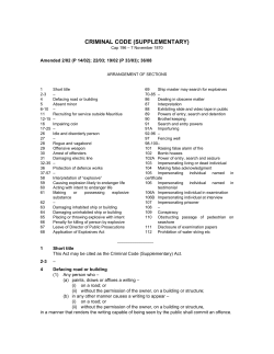 Criminal Code (Supplementary) - Office of the Director of Public