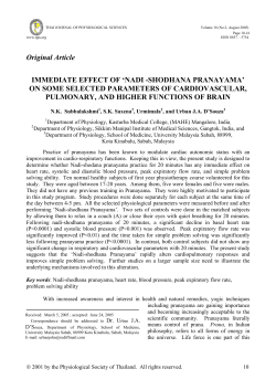 immediate effect of `nadi -shodhana