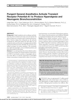 Pungent General Anesthetics Activate Transient