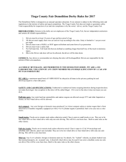 Tioga County Fair Demolition Derby Rules for 2017