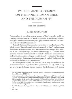 PAULINE ANTHROPOLOGY: ON THE INNER HUMAN BEING AND