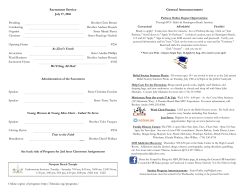 General Announcements Sacrament Service