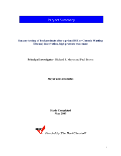 Sensory testing of beef products after a prion