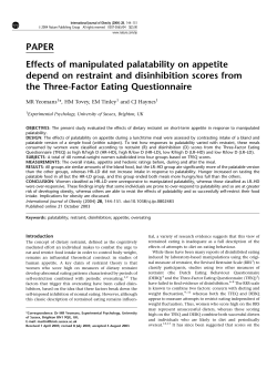 PAPER Effects of manipulated palatability on appetite