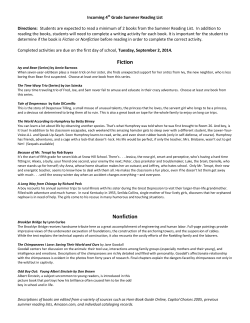Incoming 4th Grade Summer Reading List