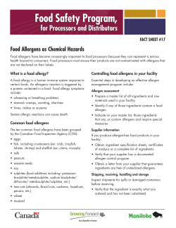 Food Allergens as Chemical Hazards