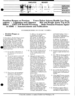 President Reagan on Pensions - Employee Benefit Research Institute