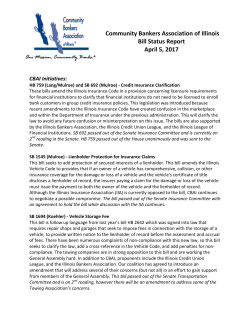 Bill Status Update - Community Bankers Association of Illinois