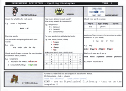 INDEPENDENT ACTIVITIES - Spelling Strategies HINT use an