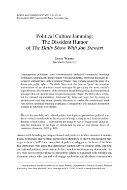 Political Culture Jamming: The Dissident Humor of The Daily Show