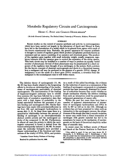 Metabolic Regulatory Circuits and Carcinogenesis