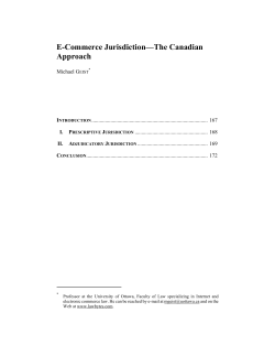 E-Commerce Jurisdiction&mdash;The Canadian Approach