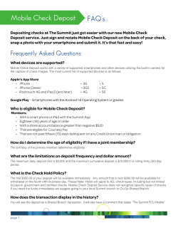 Mobile Check Deposit FAQ`s - The Summit Federal Credit Union