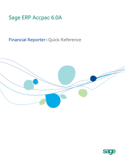 Sage 300 ERP 6.0 Financial Reporter Quick Reference