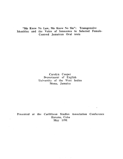 m e Know PITO Law, Me Know No Sin": Transgressive Identities and