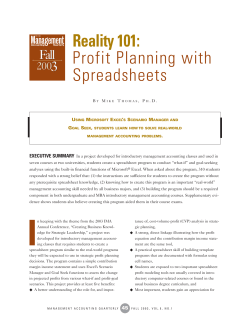 Reality 101: Profit Planning with Spreadsheets