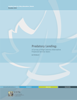 Predatory Lending - Canadian Centre for Policy Alternatives