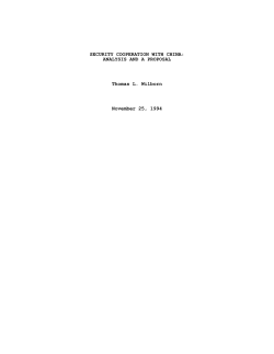 SECURITY COOPERATION WITH CHINA