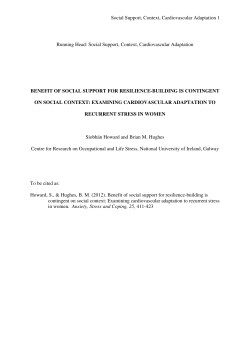 Social Support, Context, Cardiovascular Adaptation 1 Running